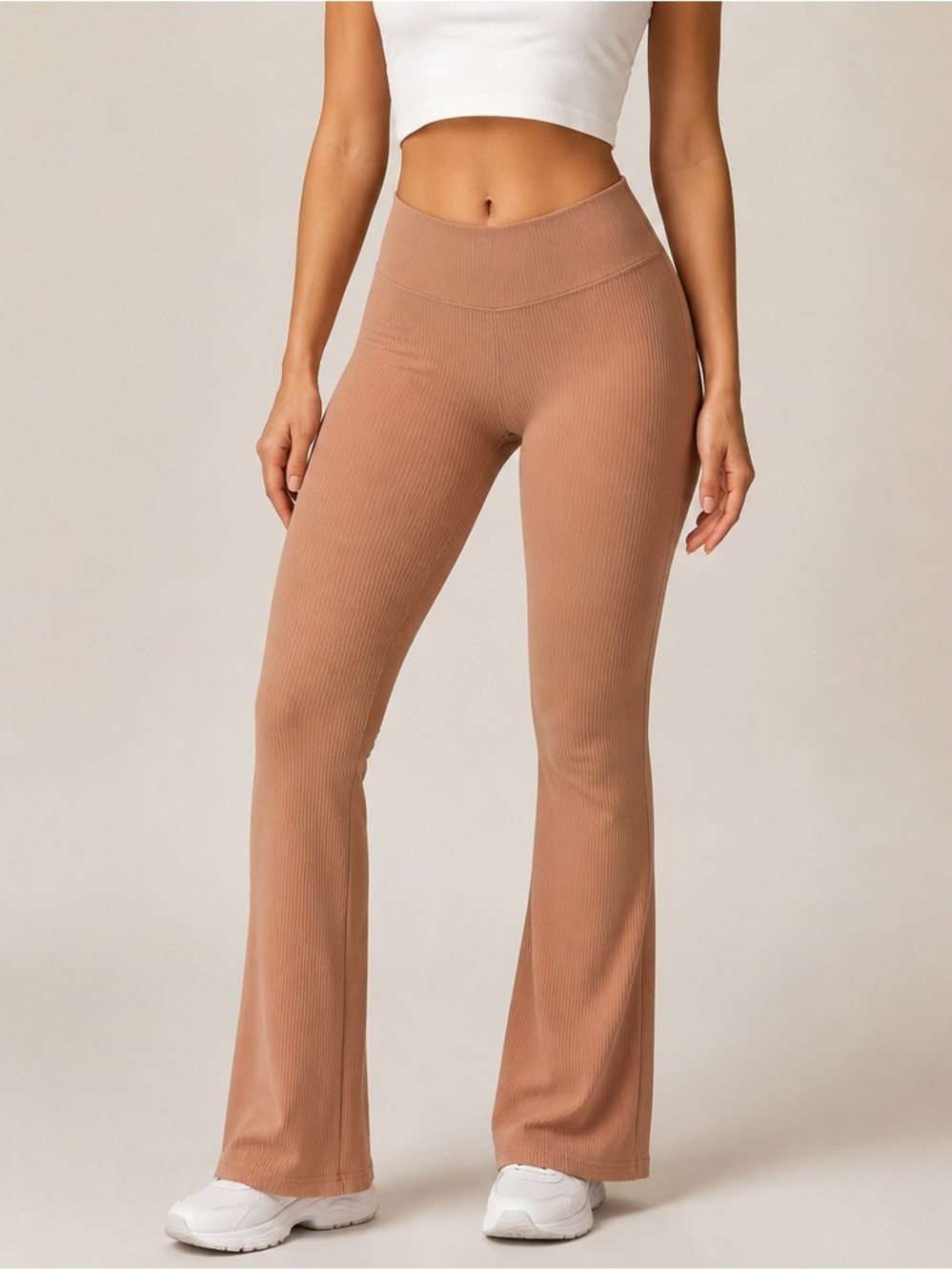 Sunzel Ribbed Flare Leggings – Light Brown Clay, Size S, NWOT